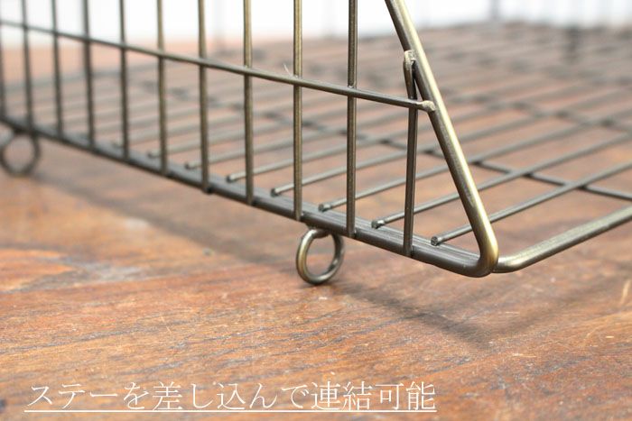 ゴールド・リンクバスケットL/幅36.5cm 棚に引っかけて使える簡易収納バスケット おしゃれな金属製05
