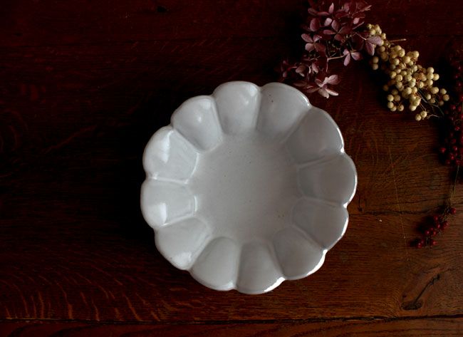 益子焼マーガレット深皿/洋皿 小鉢 花形 手作り わかさま陶芸 若林健吾