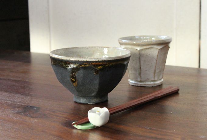 笠間焼【益子淳一】・面取めし碗/作家のうつわ 2色展開 ご飯茶碗 和