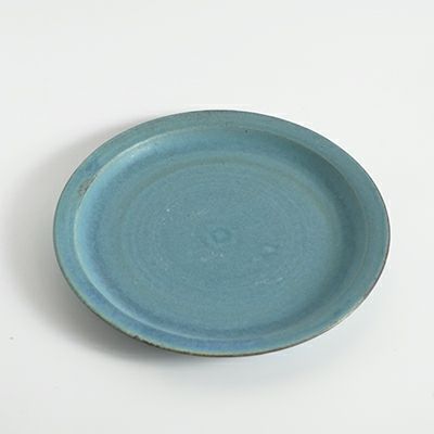 益子焼・シャビーターコイズ丸皿（Lサイズ）1