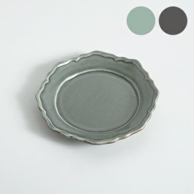 益子焼・フリルケーキ皿/おしゃれなカフェ風小皿(17cm) わかさま陶芸 