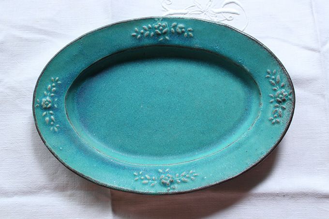 フラミンゴ 益子焼シャビーターコイズ洋オーバル plate 2枚 フラミンゴ様専用 益子焼シャビーターコイズ洋オーバル plate 2
