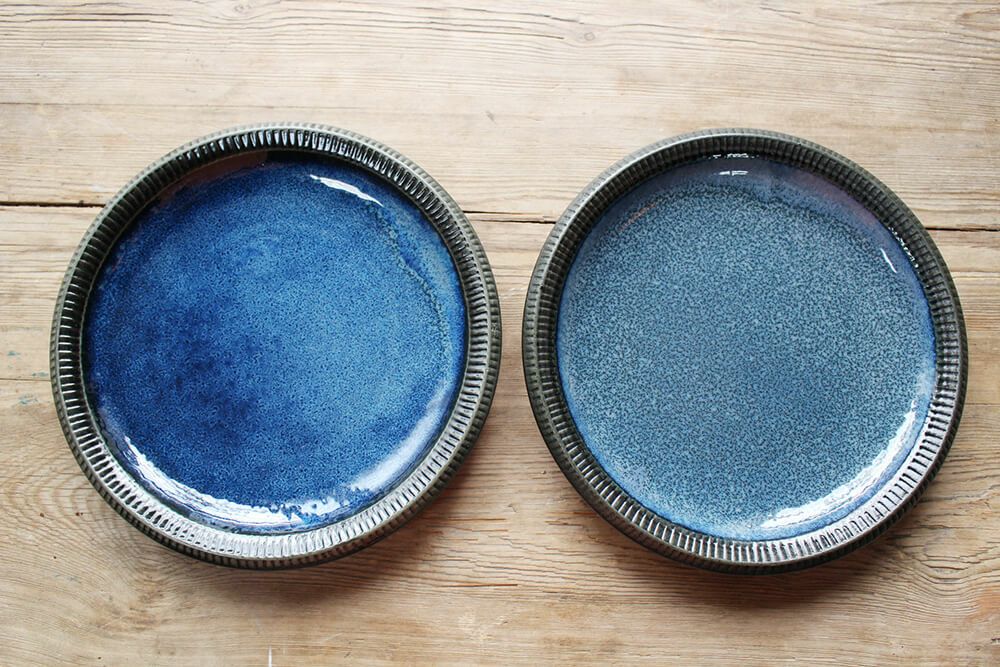 u2)美濃焼 ふちさび大皿 こっくりとしたブルーはまるで深海のような