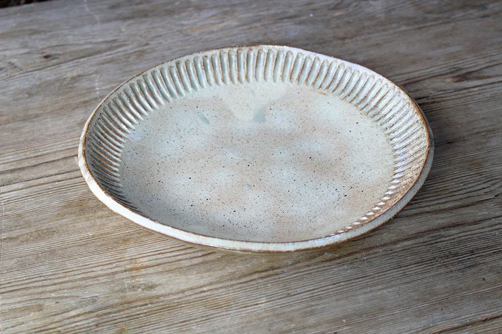 笠間焼【益子淳一】しのぎ8.5寸鉢/作家のうつわ 大皿25cm 和食器 の