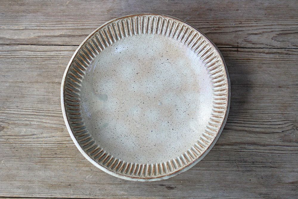 工場直売 笠間焼【益子淳一】しのぎ8.5寸鉢/作家のうつわ 大皿25cm 和食器 工芸品