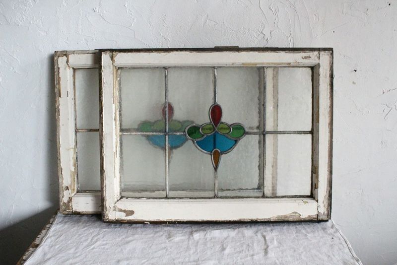 アンティーク ステンドグラス/ミニフラワー イギリス古民家の窓の通販