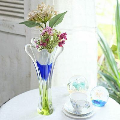 アンティークフラワーベース 吹きガラス 花瓶 一輪挿しの通販
