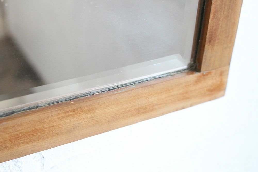 アンティーク ウッドフレームミラー/スクエア イギリス　木製枠 壁掛け鏡05