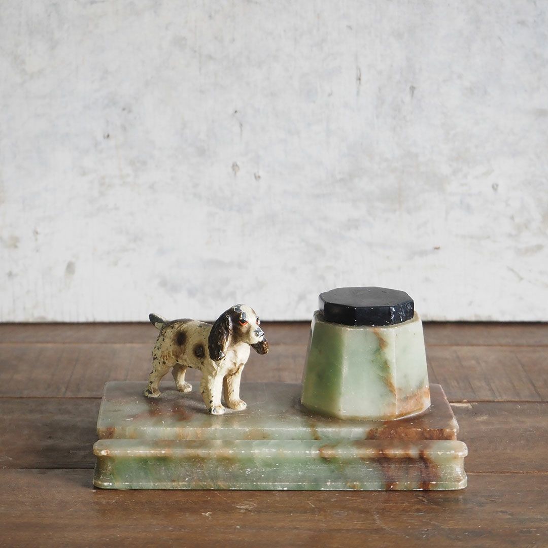 アンティーク 大理石 犬オブジェ イギリス1