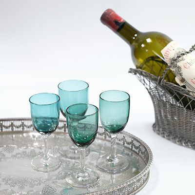 イギリス製アンティーク ワイングラス/ブリストルグリーン