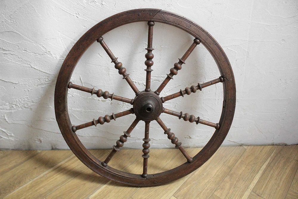 アンティーク糸車のウィール イギリス 木製糸紡ぎの車輪