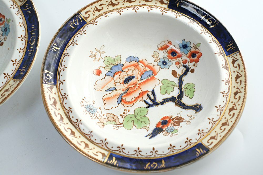 アンティークデザートボウルLosol Ware Keeling & Co Burslem England花の装飾