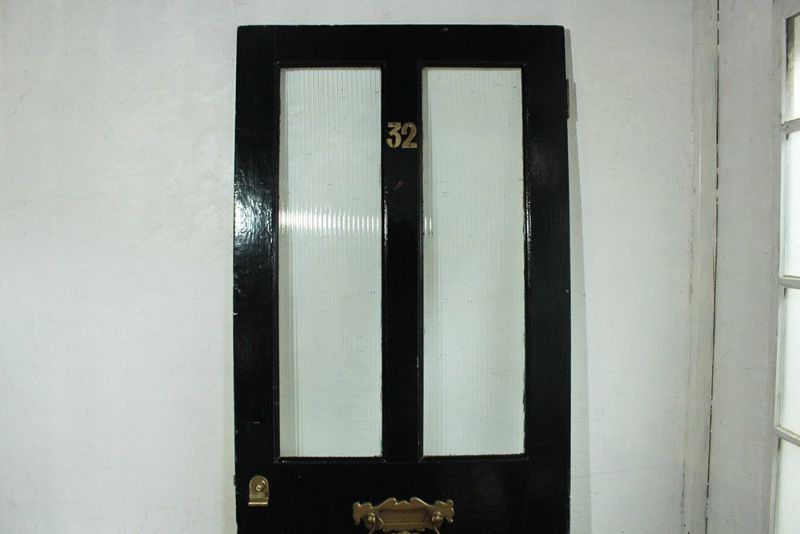 アンティークドア・ブラック32 イギリス ガラスと木製 黒い 