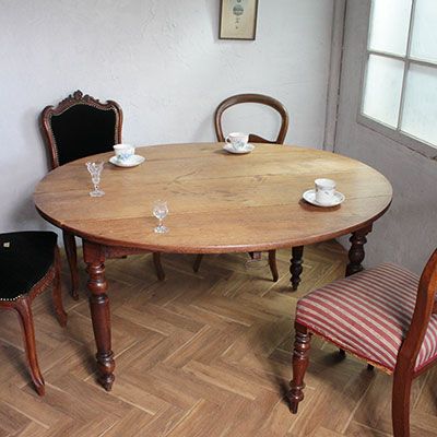 アンティーク ドローリーフテーブル フランス 剥離された拡張テーブル 