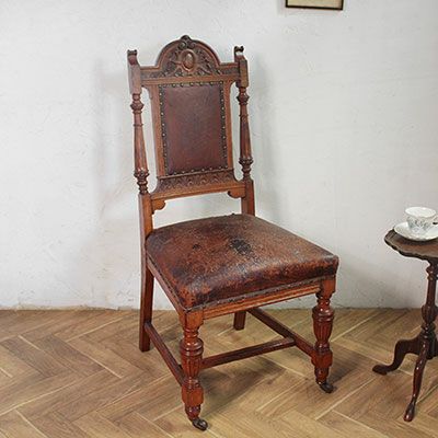 アンティーク スコティッシュレザーチェア スコットランド 革製シート