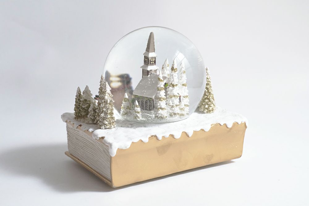 クリスマスソングのオルゴール付きスノードーム