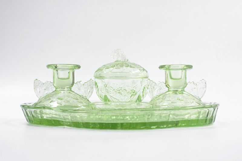 アンティーク ドレッシングテーブルセット/Bagley Glass イギリス 1871 ...