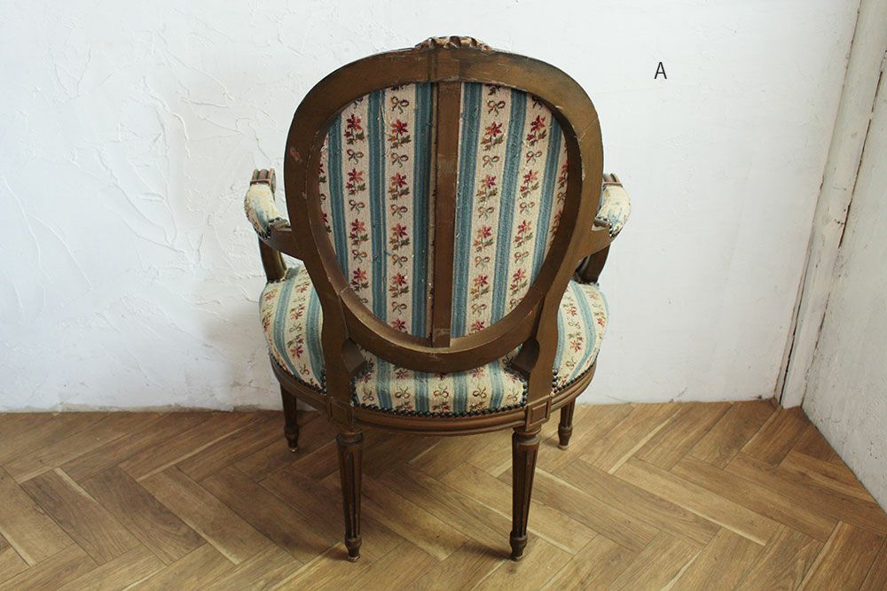 最初の アンティーク フランス ファブリック ウッドチェア A 椅子 