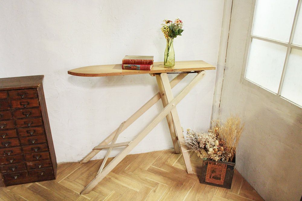 アンティーク アイロン台/ペイント イギリス 木製折り畳み式アイロン 
