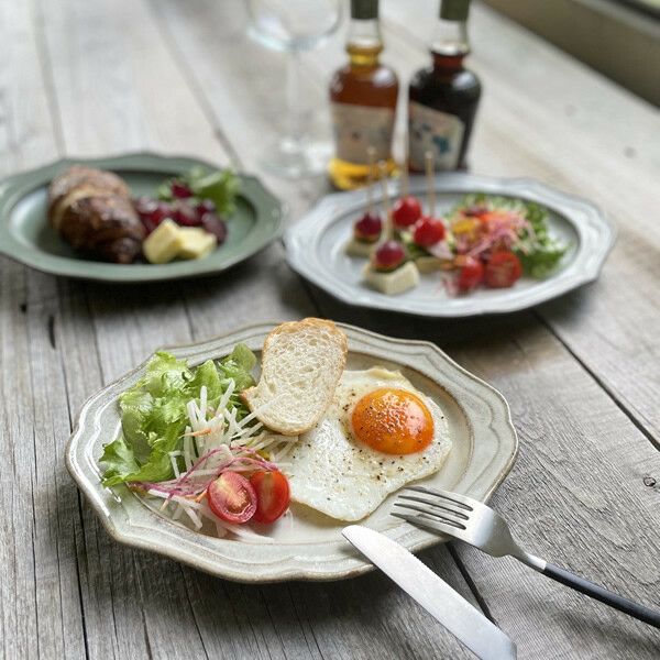 美濃焼 蚤の市プレート オトンヌ 中皿 24cm おしゃれなカフェ風色合い綺麗なお皿 の通販 おしゃれな食器・キッチン雑貨店MALTO