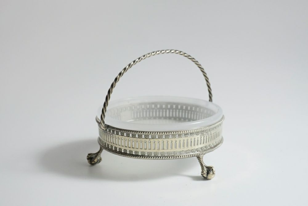 アンティーク チョコレート トレイガラスと銀