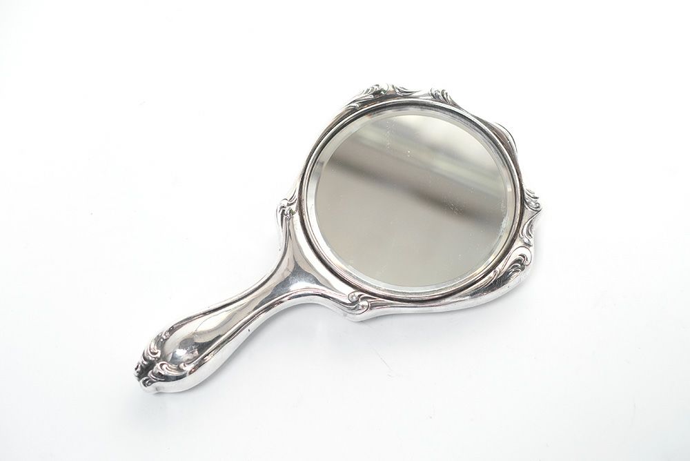 アンティーク シルバープレートハンドミラーVictrian 銀の手鏡の通販