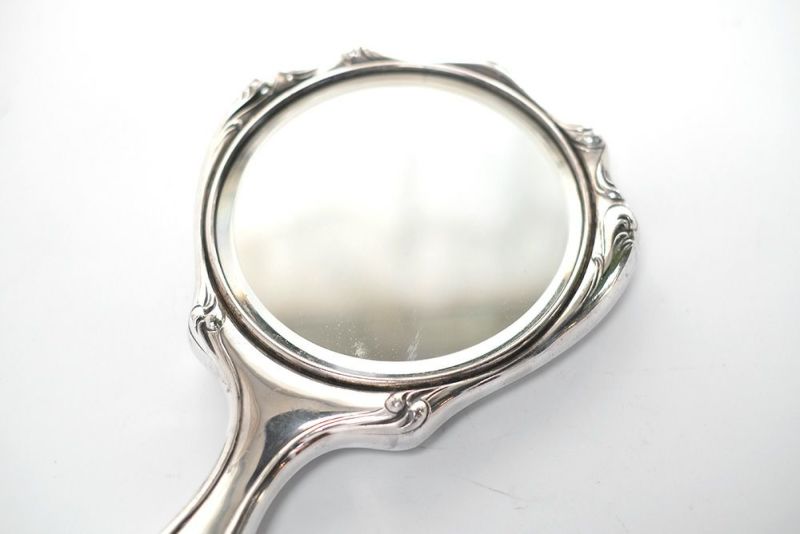 アンティーク シルバープレートハンドミラーVictrian 銀の手鏡の通販