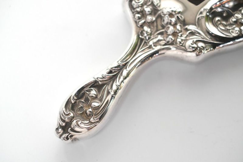 アンティーク シルバープレートハンドミラーVictrian 銀の手鏡の通販 