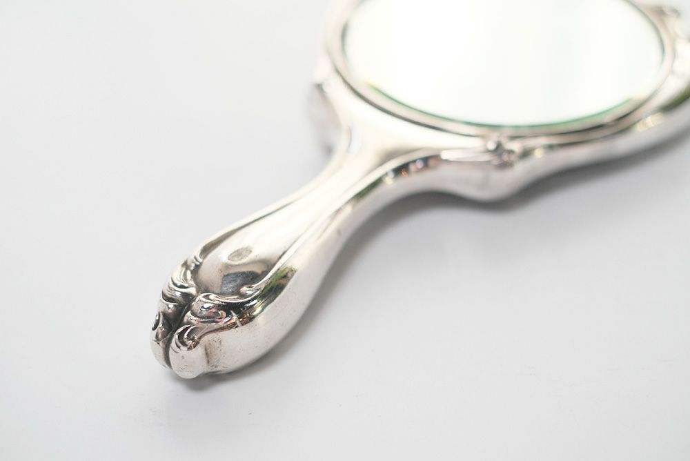 アンティーク シルバープレートハンドミラーVictrian 銀の手鏡09