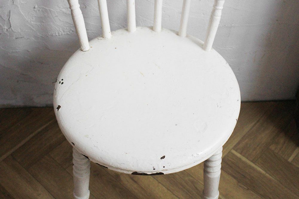 アンティーク ペイントキッチンチェア 白いペイント椅子の通販