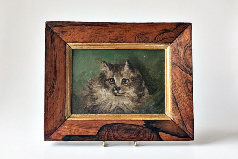 アンティーク油絵 猫 古い絵画 キャットの通販 アンティークショップ