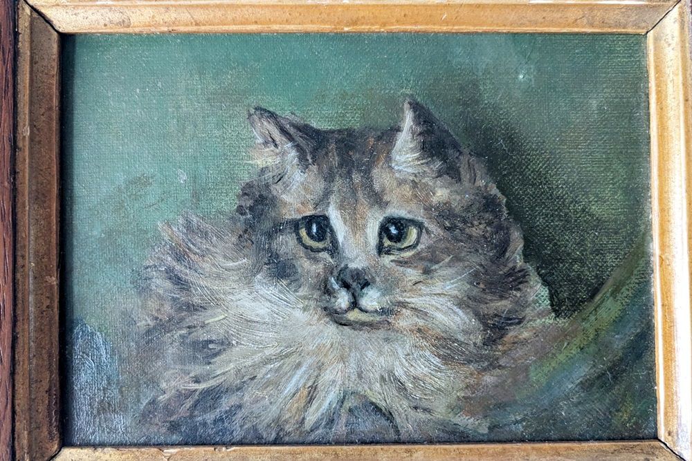 猫のアンティーク油絵