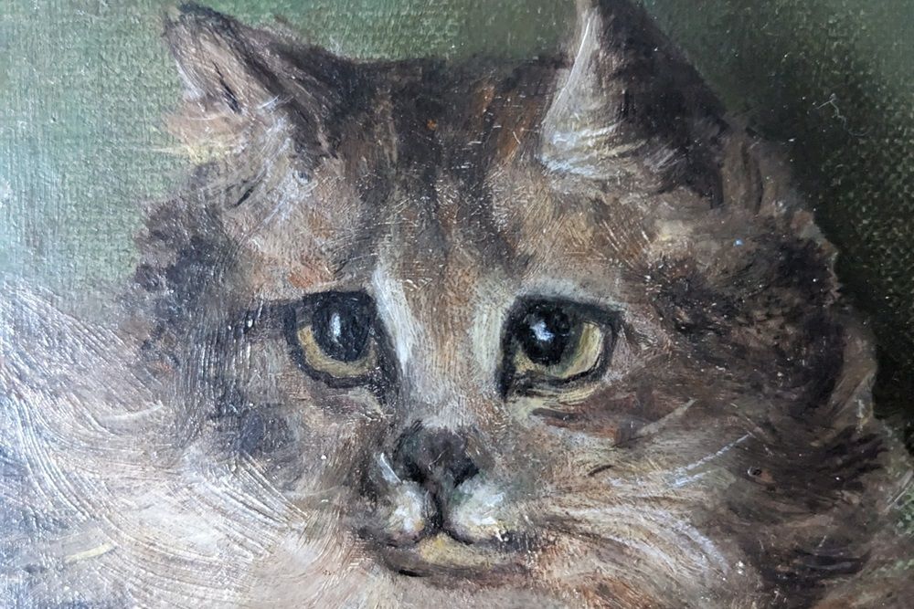 アンティーク油絵 猫 古い絵画 キャットの通販 アンティークショップ