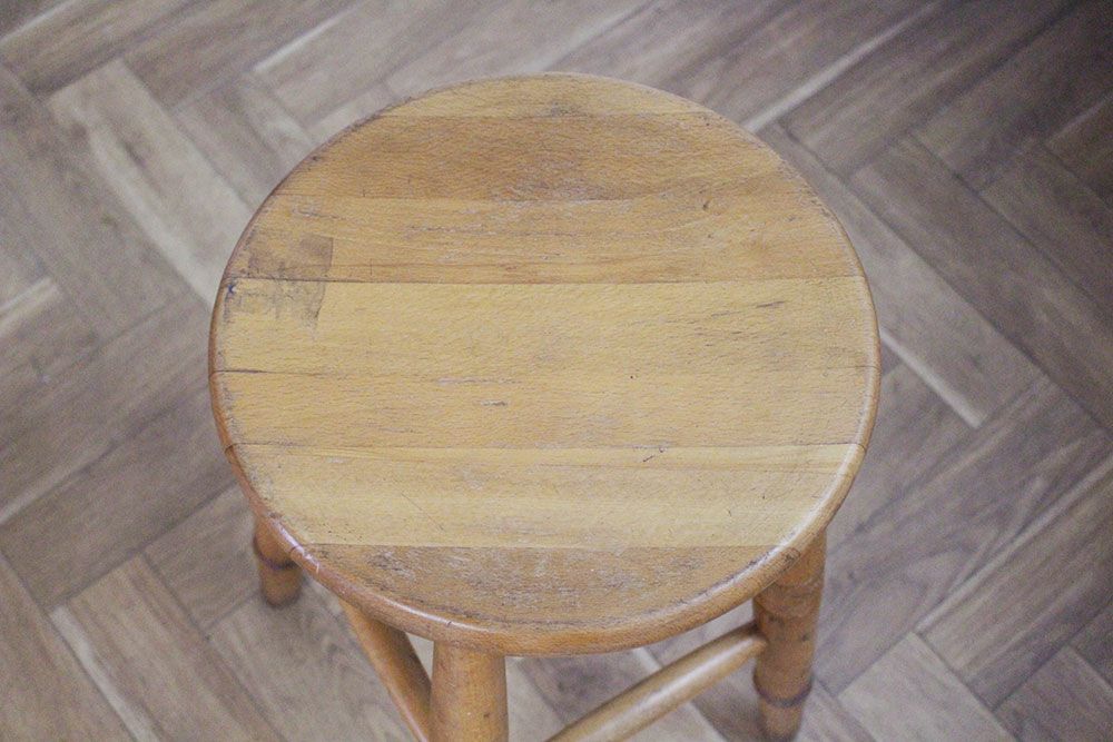ヴィンテージ スツール/ビーチ 踏み台 花台 木製/アンティーク家具03