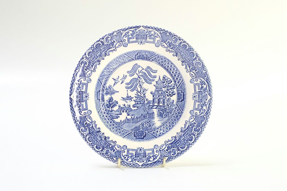 アンティーク皿ブルーウィローパターン