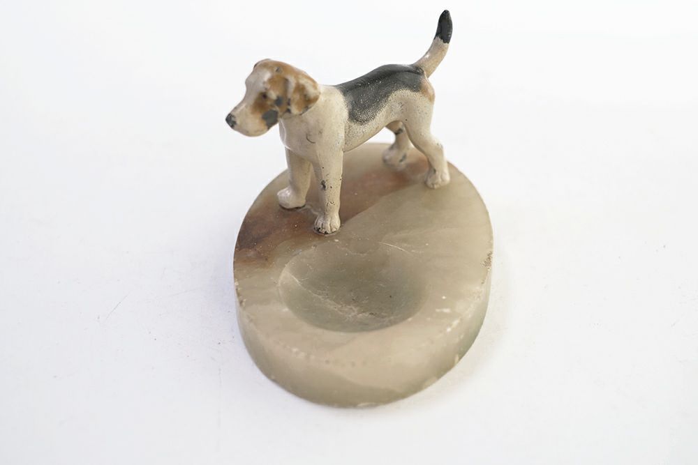 かわいいアンティーク大理石と犬の置物