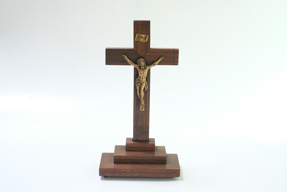 アンティーク 十字架 フランス置き型のアンティーククロス キリストの