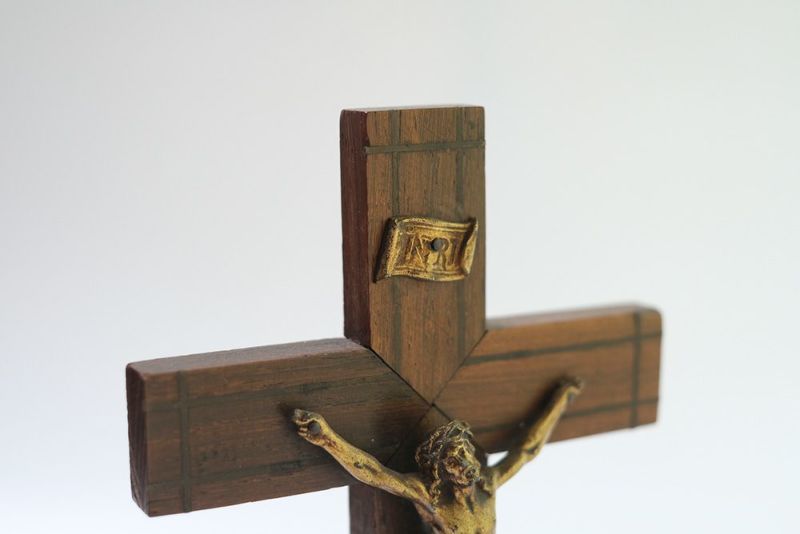 アンティーク 十字架 フランス置き型のアンティーククロス キリスト