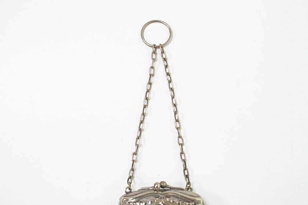 アンティーク小さな銀の財布バッグ型紐