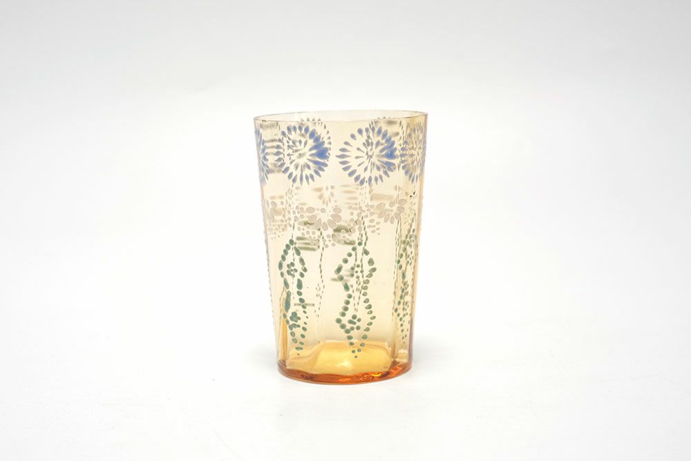 アンティーク レモネードグラス フランス 透明感のあるオレンジのエナメルグラス1