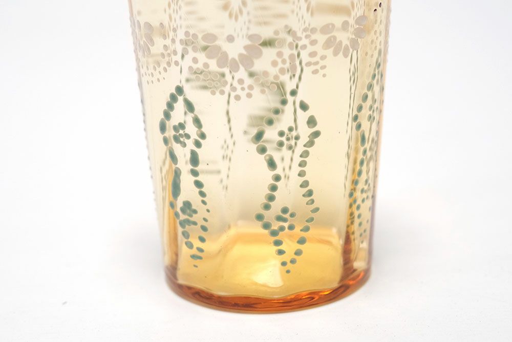アンティーク レモネードグラス フランス 透明感のあるオレンジのエナメルグラス3