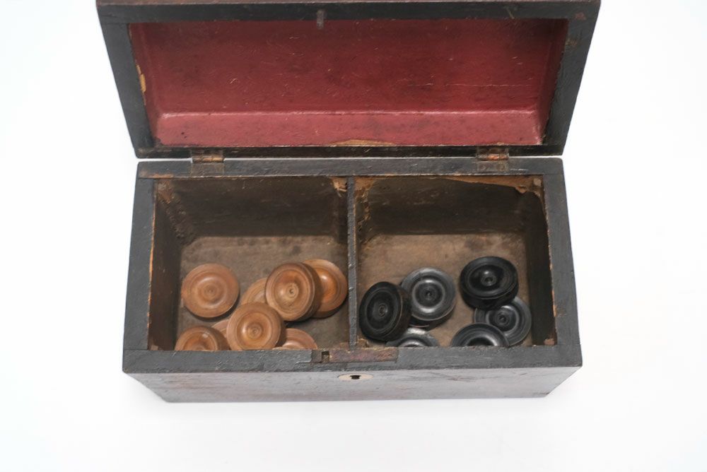 アンティーク小箱 木製イギリス内部ゲーム道具