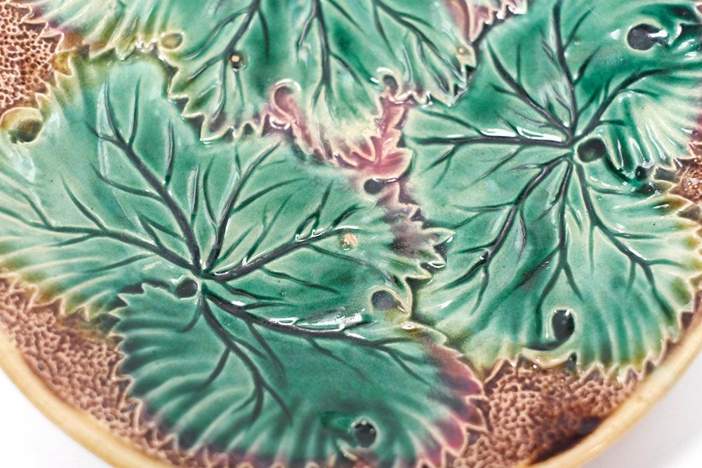 アンティーク フレンチバルボティーヌプレート ロレーヌのマジョリカ焼きのお皿6