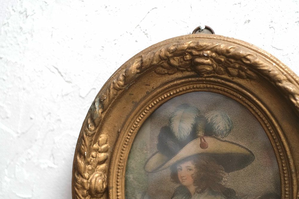 アンティーク 貴婦人の肖像画 19世紀 オーバルフレーム 額縁2