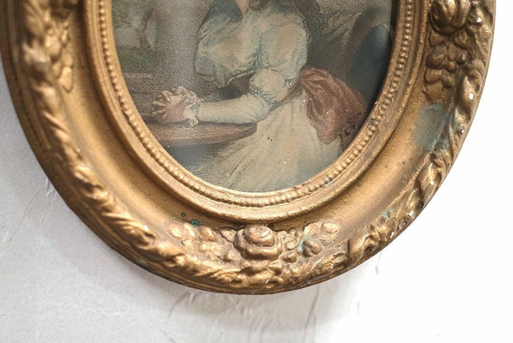 アンティーク 貴婦人の肖像画 19世紀 オーバルフレーム 額縁3