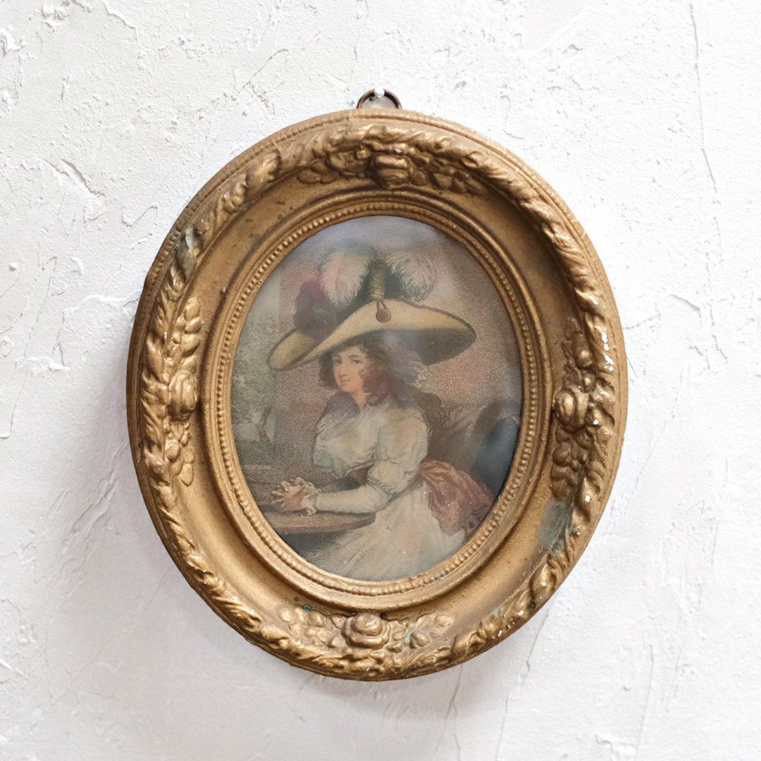 アンティーク 貴婦人の肖像画 19世紀 オーバルフレーム 額縁6