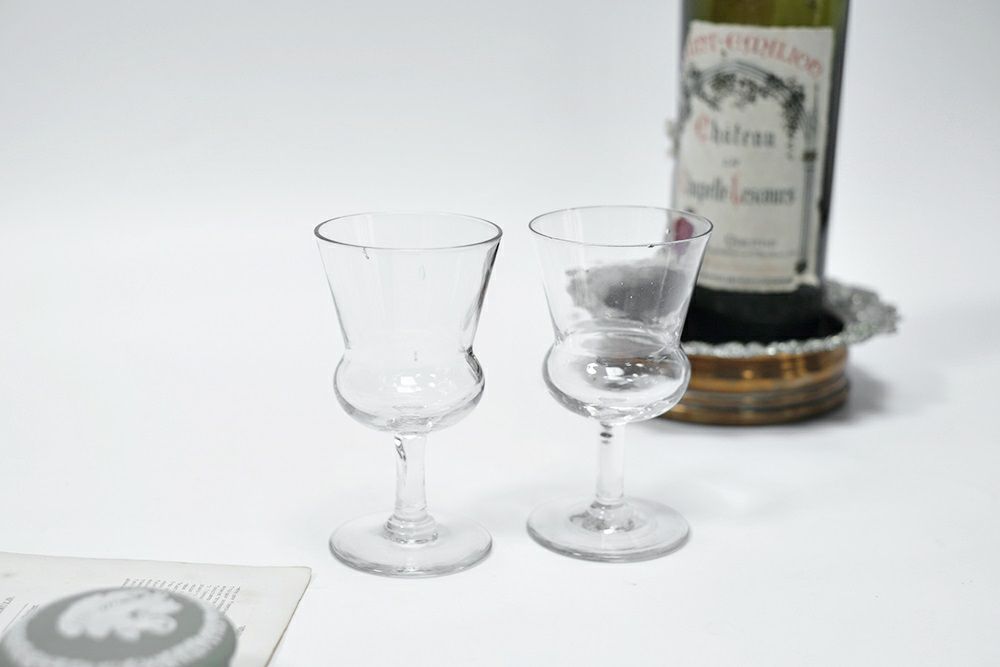 アンティーク 手吹きのグラスフランス ワイングラス 2個セット2