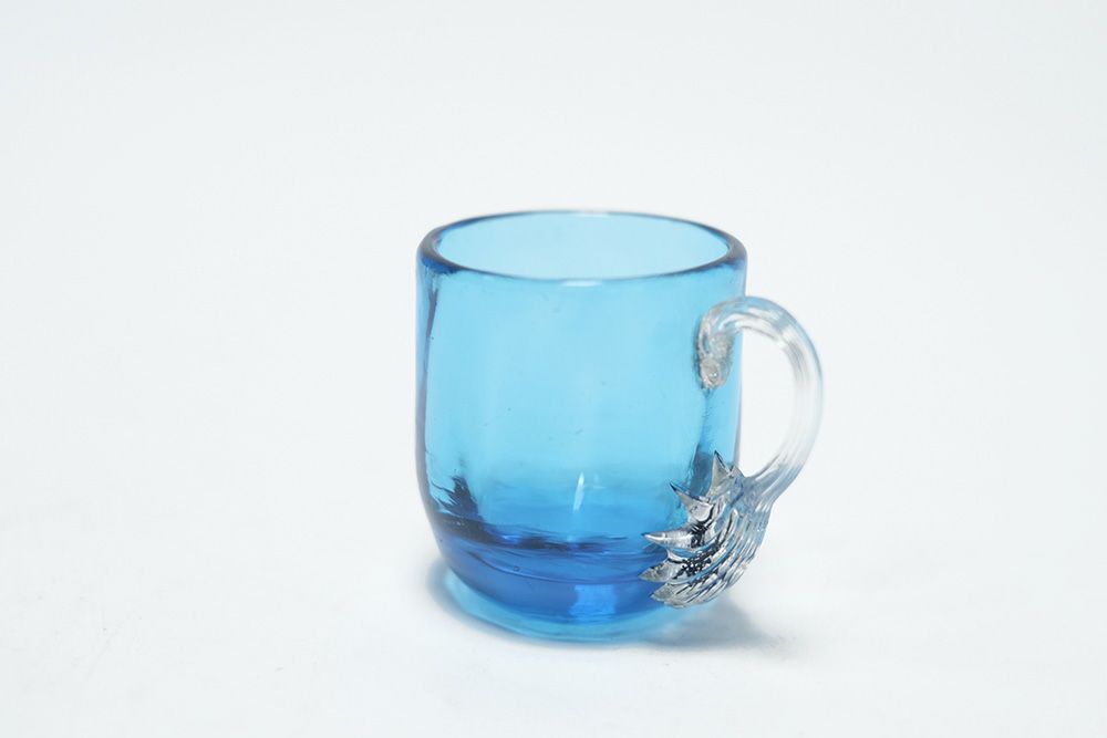 アンティーク 小さなガラスコップ 青 フランス3