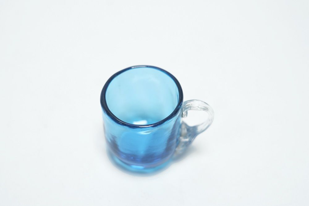 アンティーク 小さなガラスコップ 青 フランス5