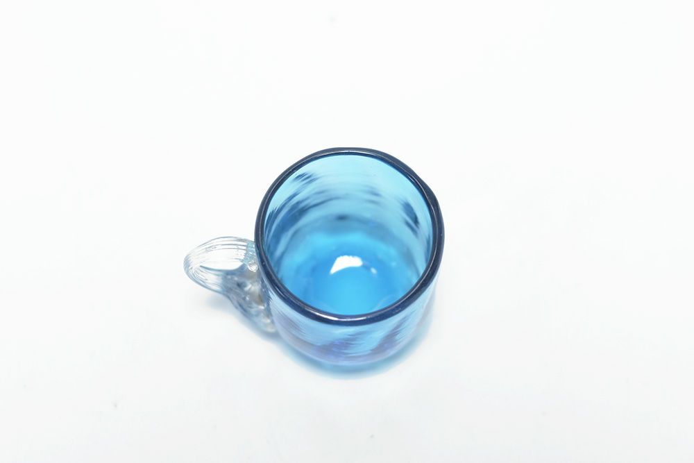 アンティーク 小さなガラスコップ 青 フランス6